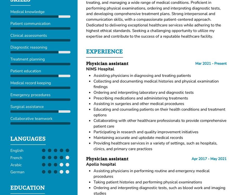 Physician Assistant Resume Sample in 2024 - ResumeKraft