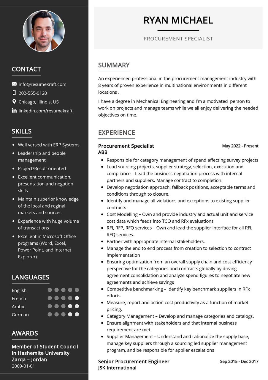 Procurement Specialist CV Example In 2024 ResumeKraft   Procurement Specialist CV Example 