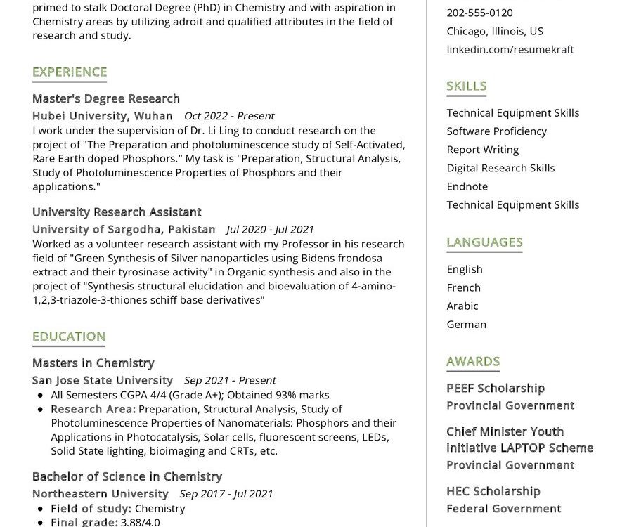 Research Apprentice CV Example