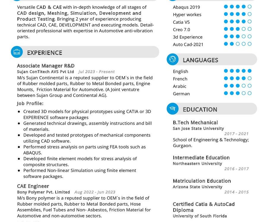 Research and Development Engineer CV Sample
