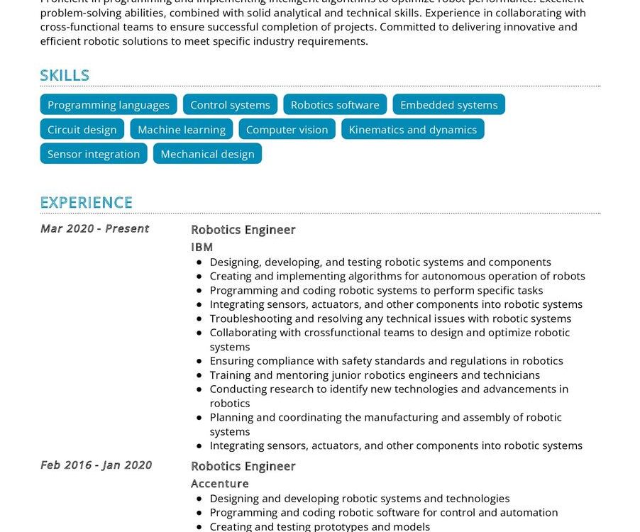 Robotics Engineer Resume Sample in 2024 - ResumeKraft