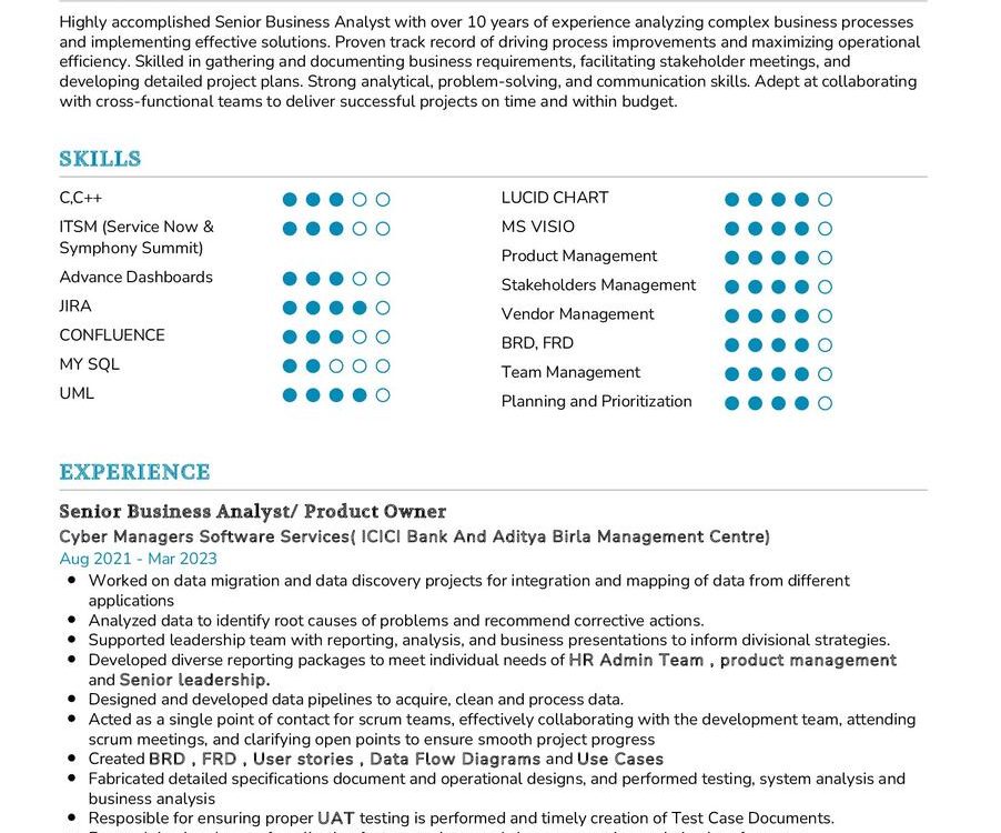 Senior Business Analyst Resume Sample In 2024 - Resumekraft