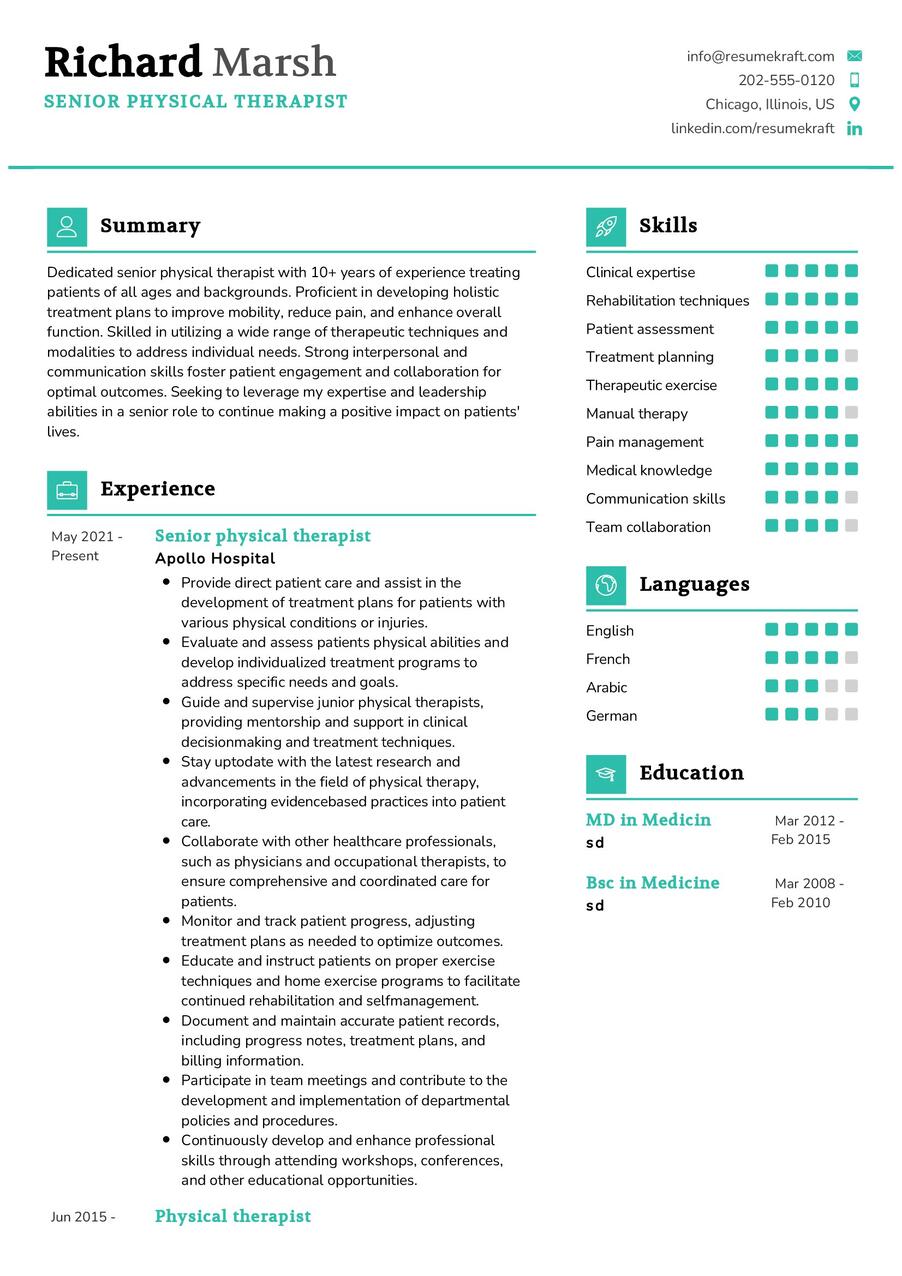 Senior Physical Therapist Resume Sample In 2024 ResumeKraft   Senior Physical Therapist Resume Sample 