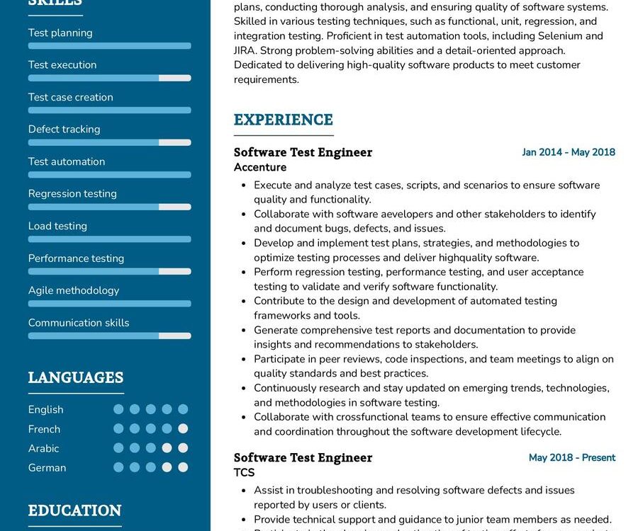 Software Test Engineer Resume Sample in 2024 - ResumeKraft