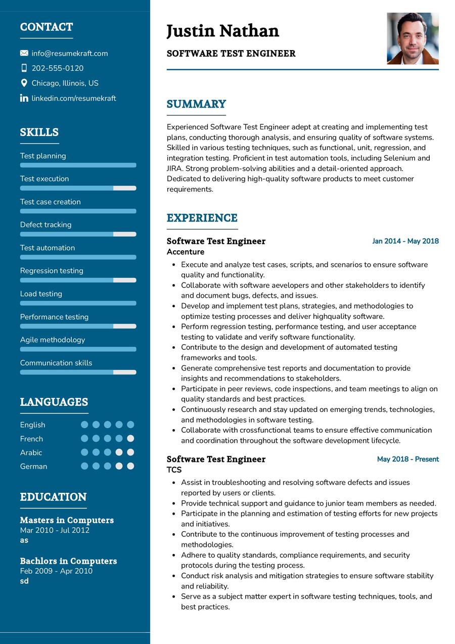 Software Test Engineer Resume Sample in 2024 - ResumeKraft