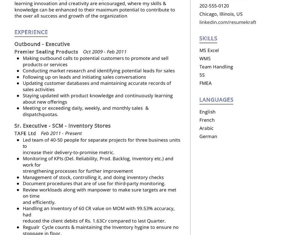 Supply Chain Engineer CV Example