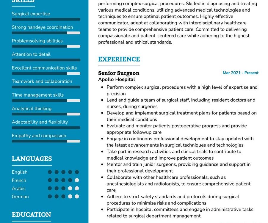Surgeon Resume Sample