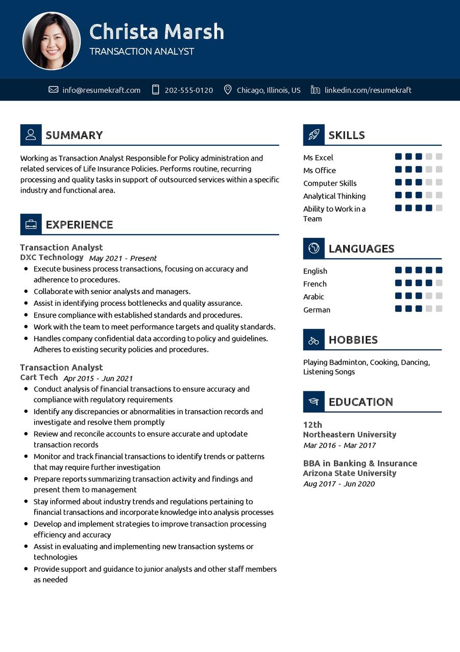 professional finance analystd resume template