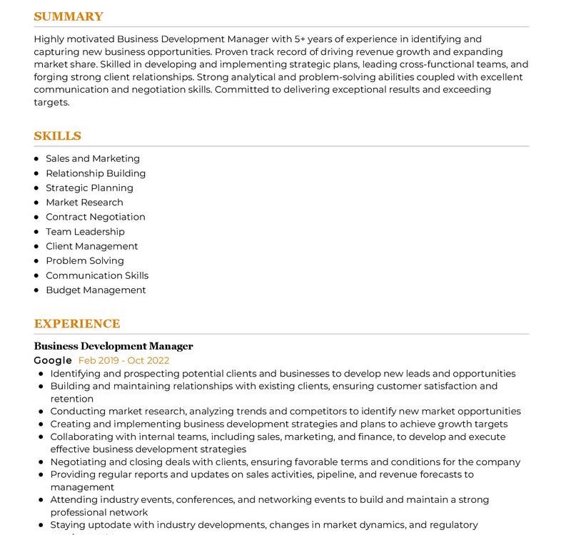 Business Development Manager Resume Sample in 2024 - ResumeKraft