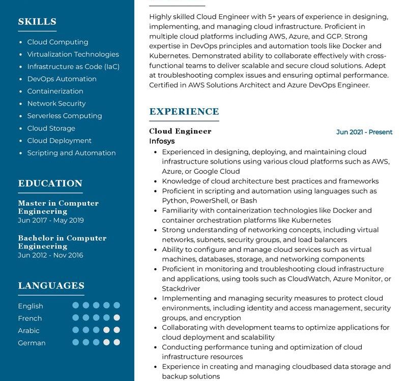 Cloud Engineer Resume Sample in 2025 - ResumeKraft