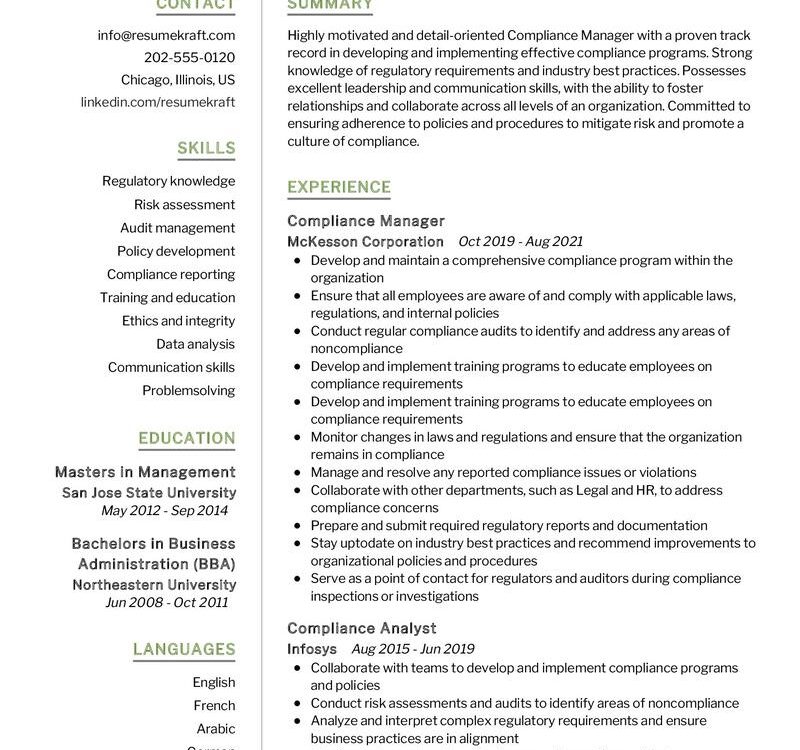 Compliance Manager Resume Sample in 2024 - ResumeKraft