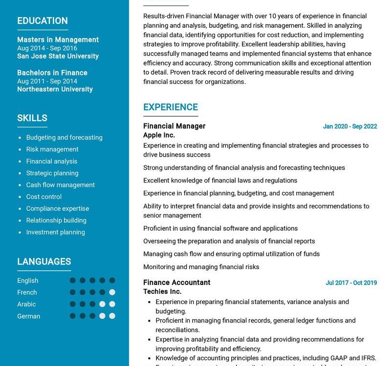 Financial Manager Resume Sample in 2024 - ResumeKraft