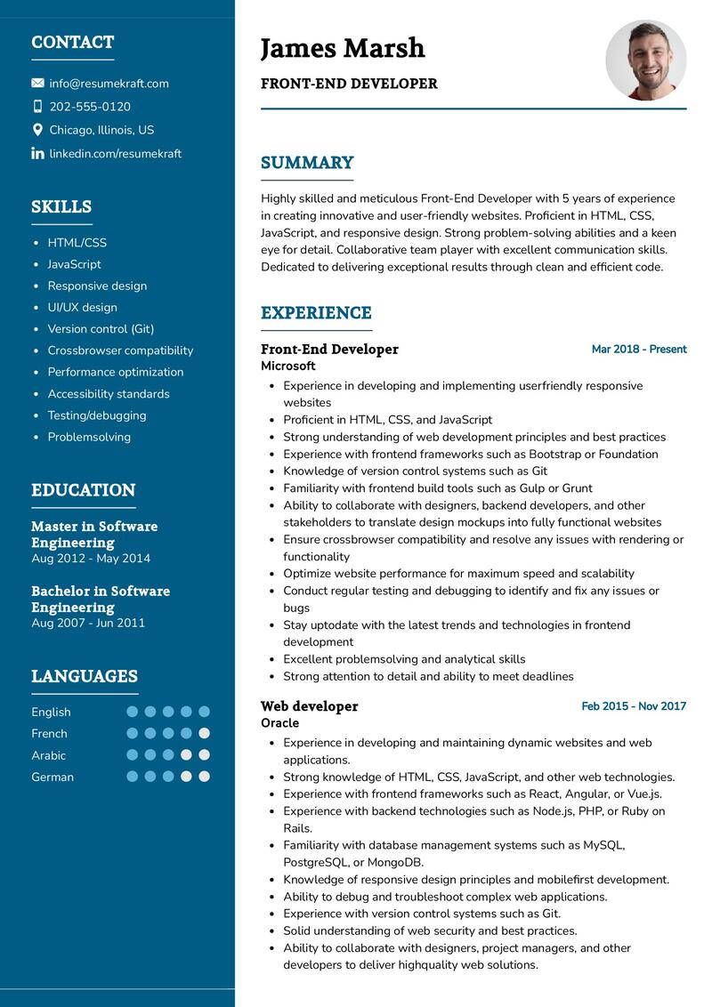 Front-End Developer Resume Sample in 2024 - ResumeKraft