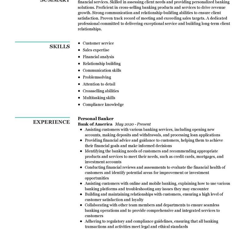 Personal Banker Resume Sample