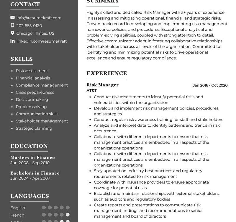 Risk Manager Resume Sample in 2024 - ResumeKraft