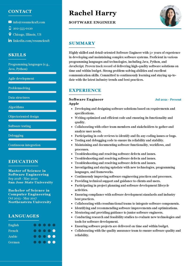 Software Engineer Resume Sample