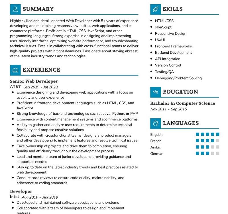 Web Developer Resume Sample in 2024 - ResumeKraft