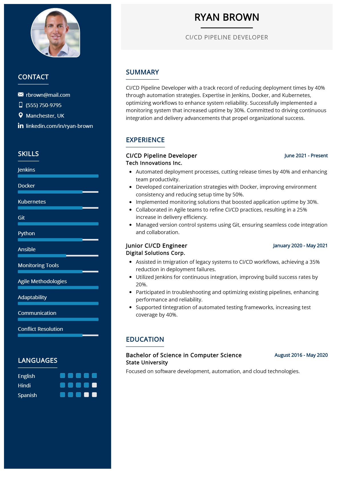 CI/CD Pipeline Developer Resume - Resume Sample