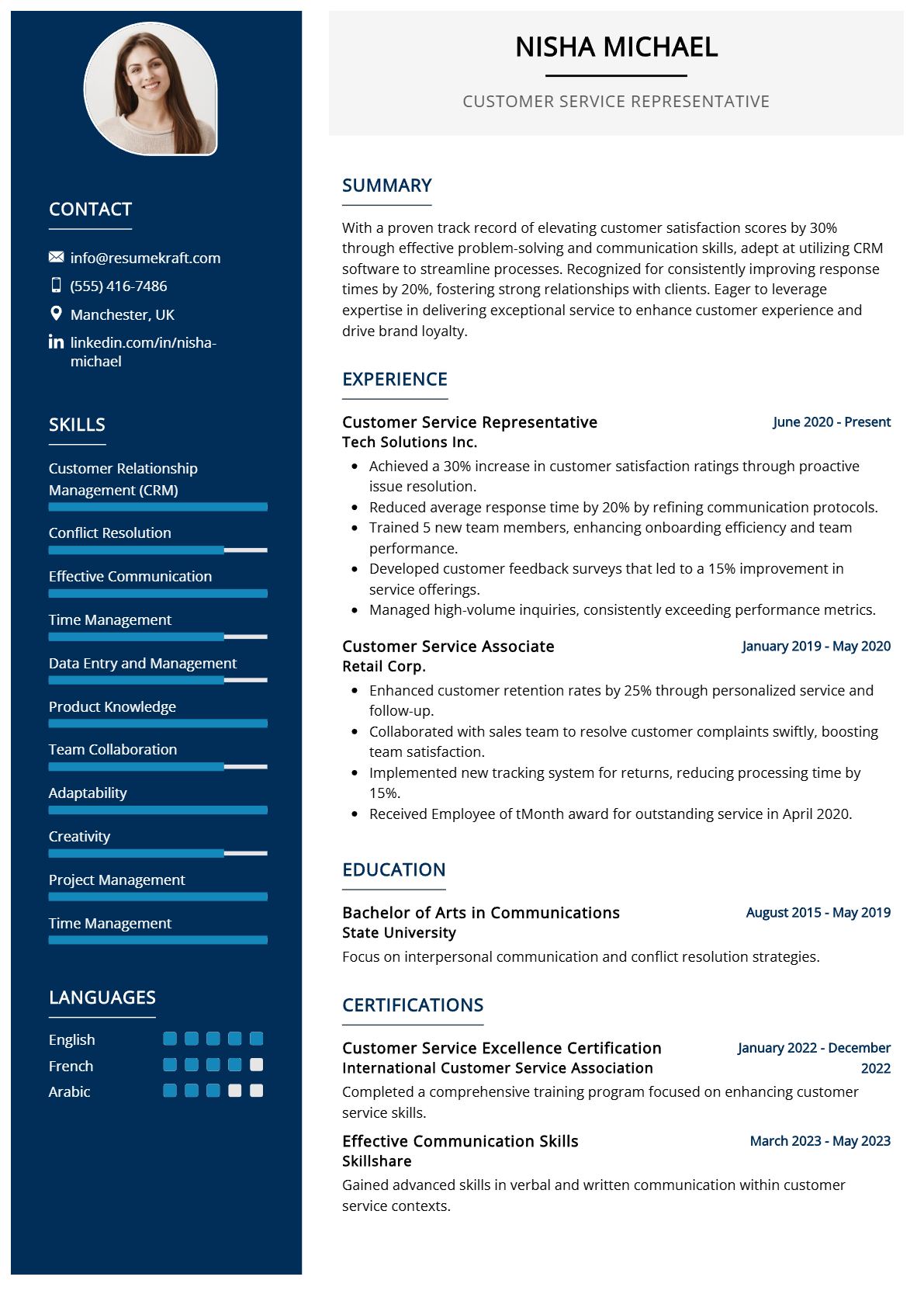 Customer Service Representative Resume - Resume Sample