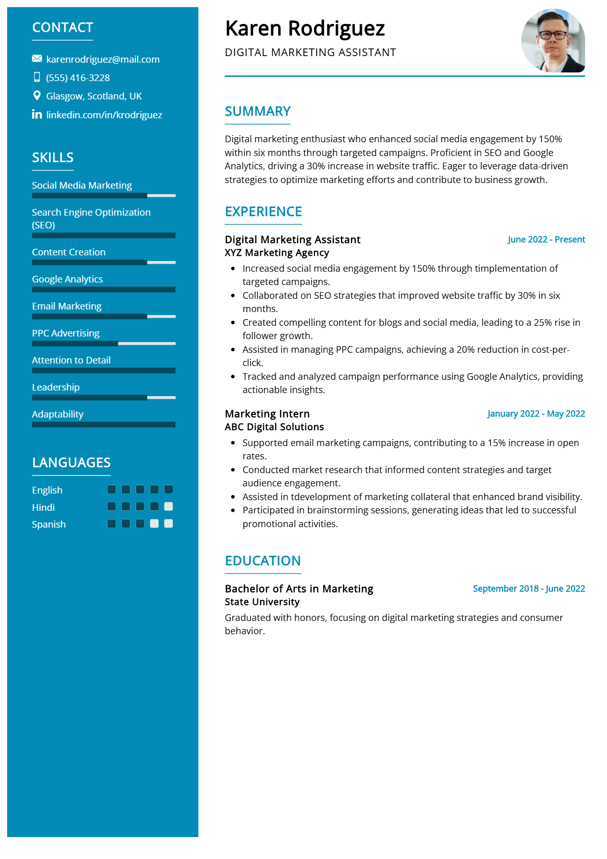 Digital Marketing Assistant Resume - Resume Sample