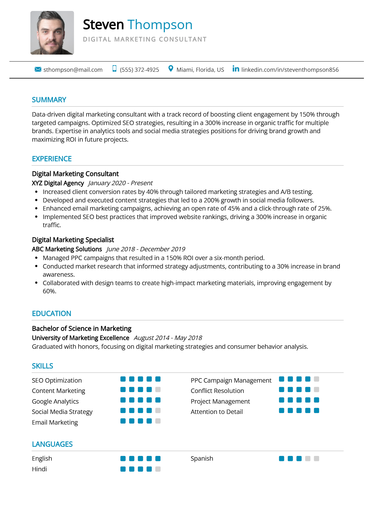 Digital Marketing Consultant Resume - Resume Sample