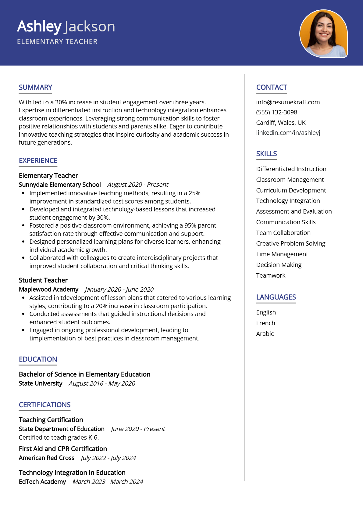 Elementary Teacher Resume