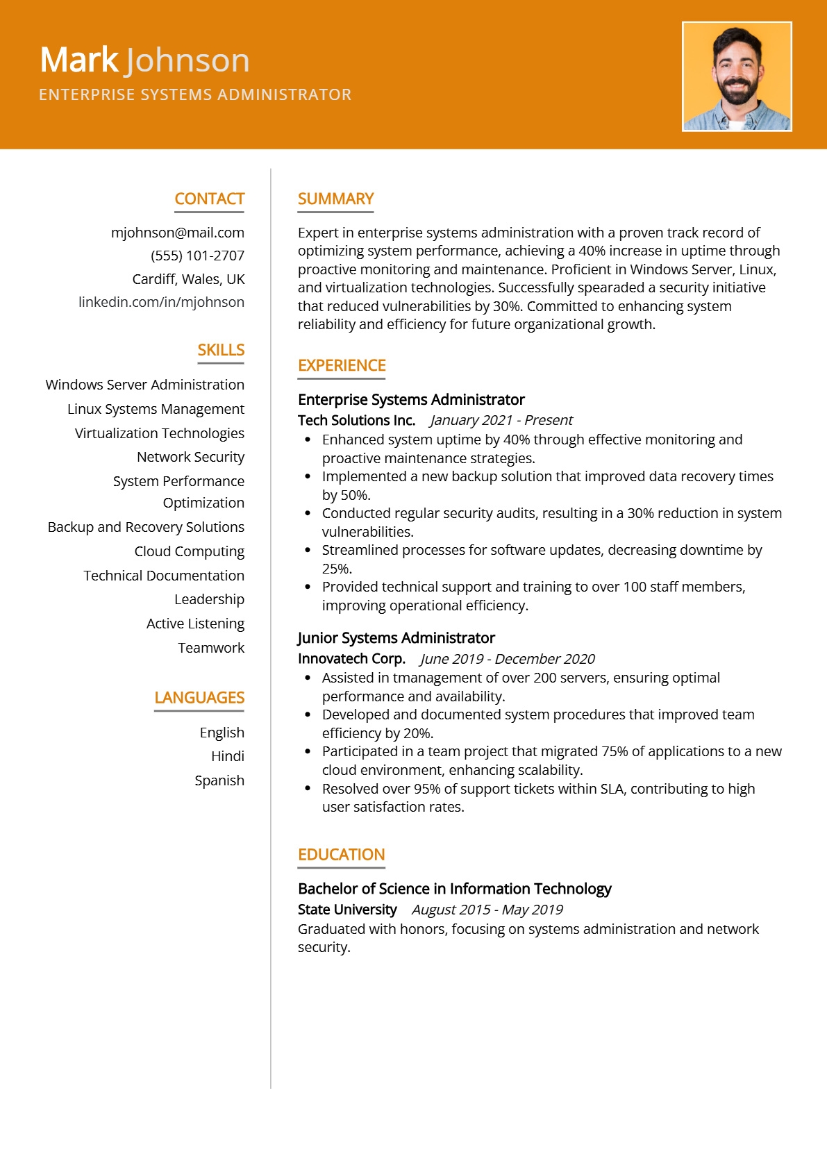 Enterprise Systems Administrator Resume - Resume Sample