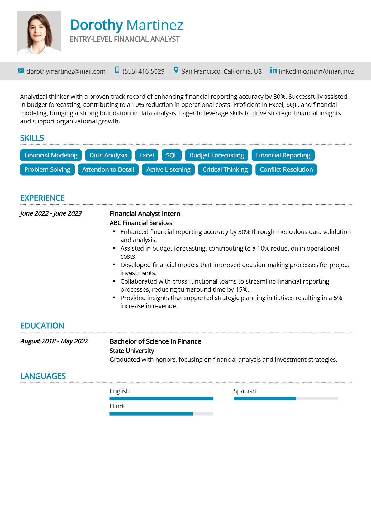 Entry-Level Financial Analyst Resume - Resume Sample