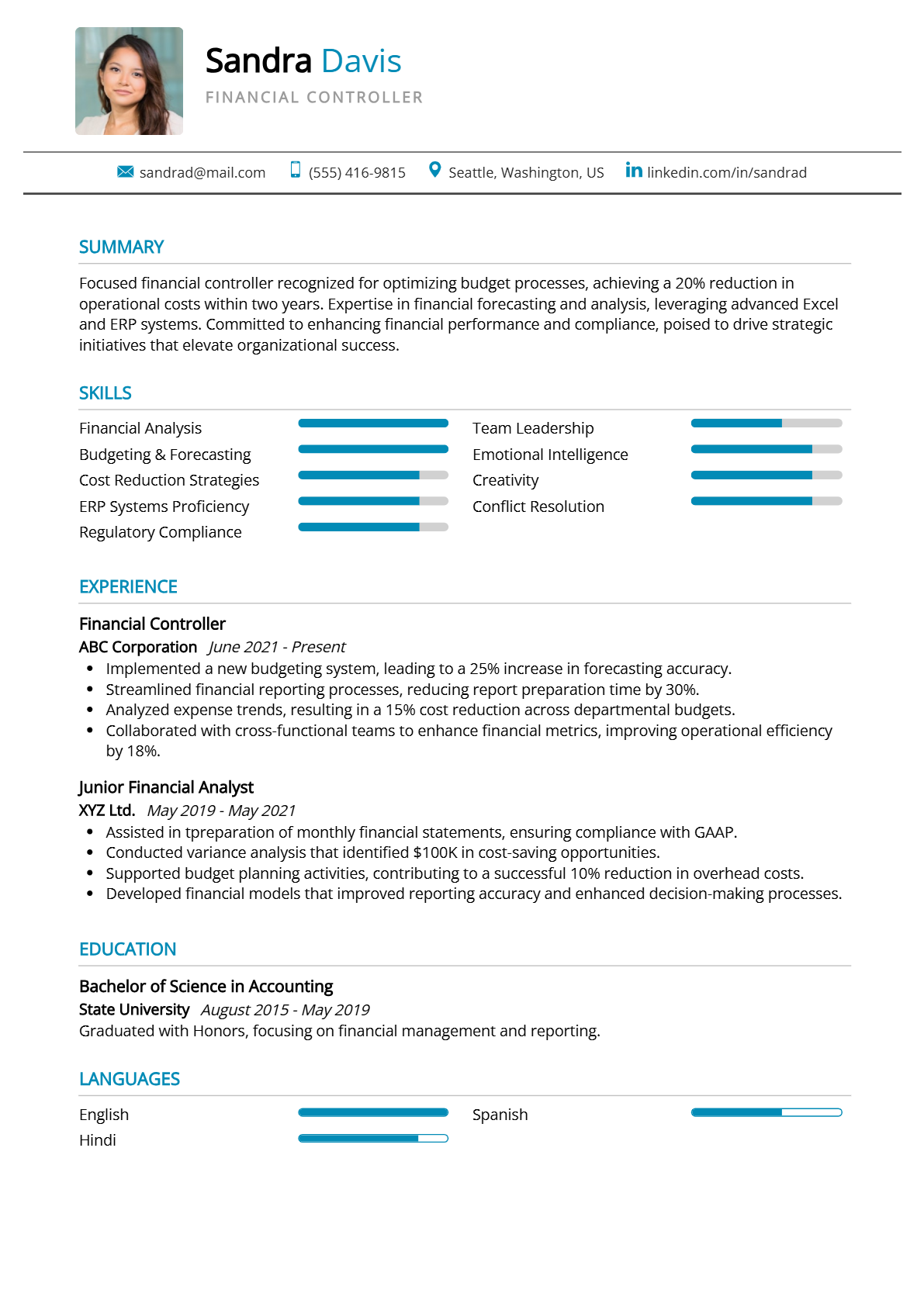 Financial Controller Resume