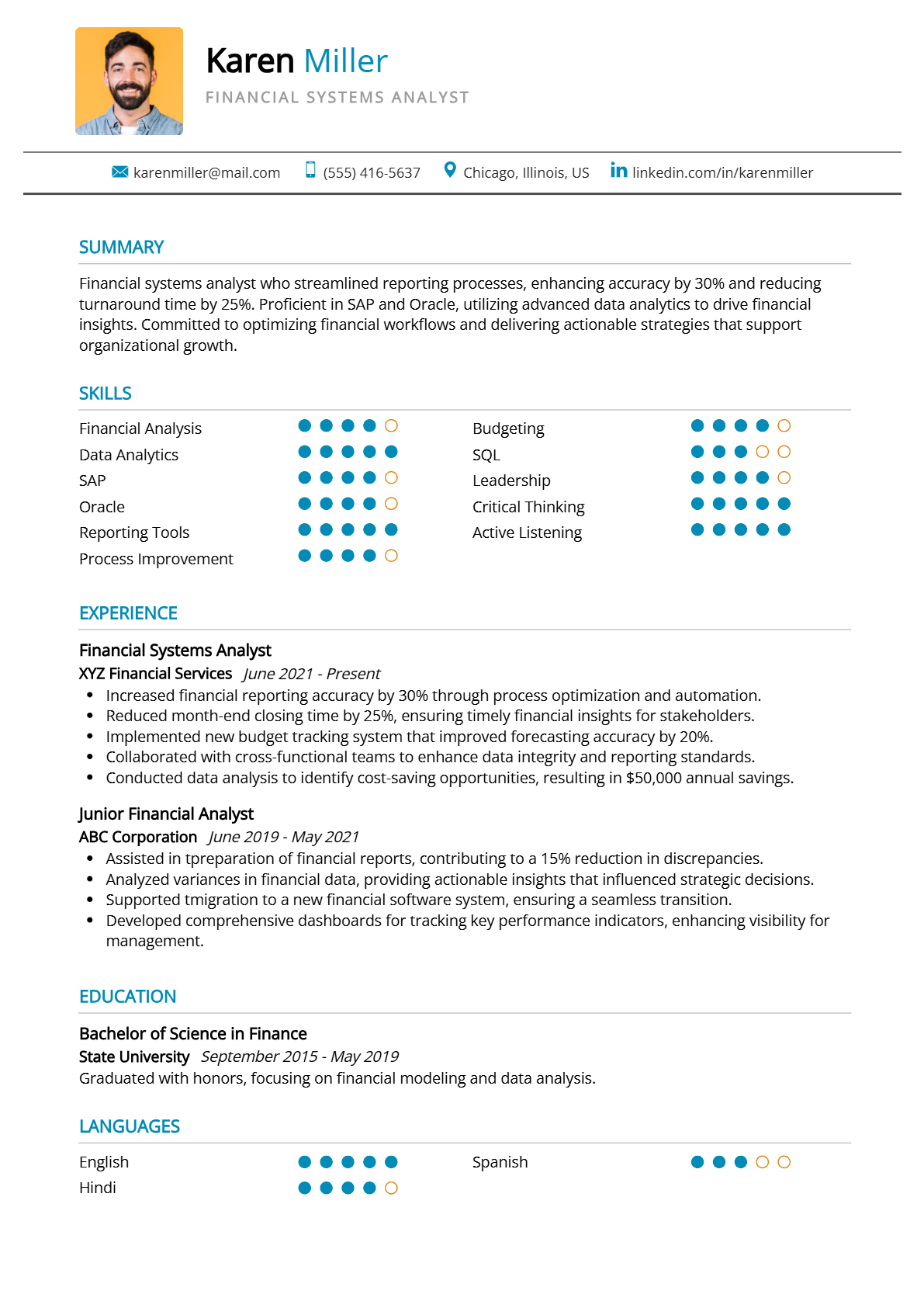 Financial Systems Analyst Resume - Resume Sample