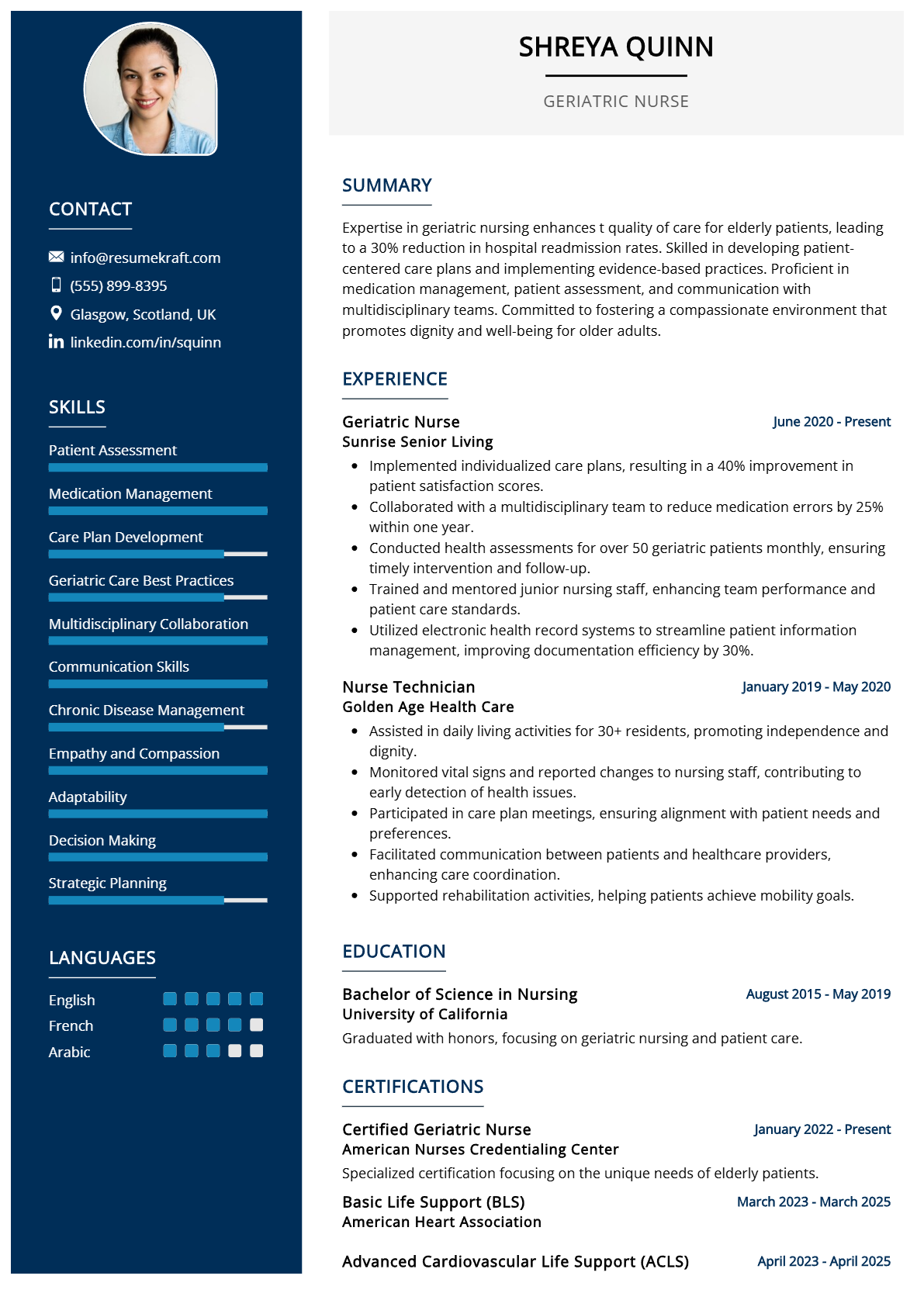 Geriatric Nurse Resume - Resume Sample