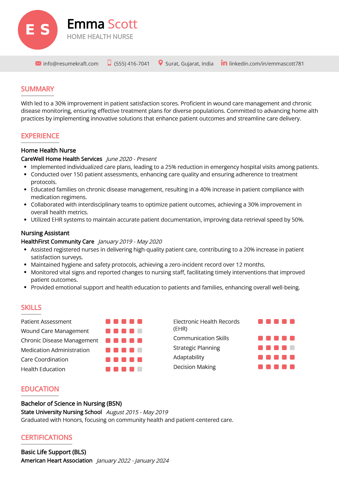 Home Health Nurse Resume - Resume Sample