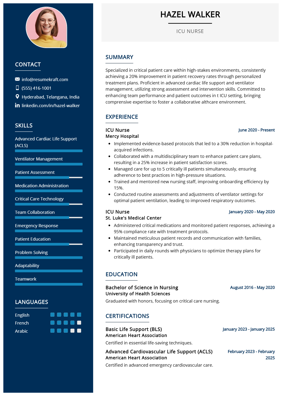 ICU Nurse Resume - Resume Sample