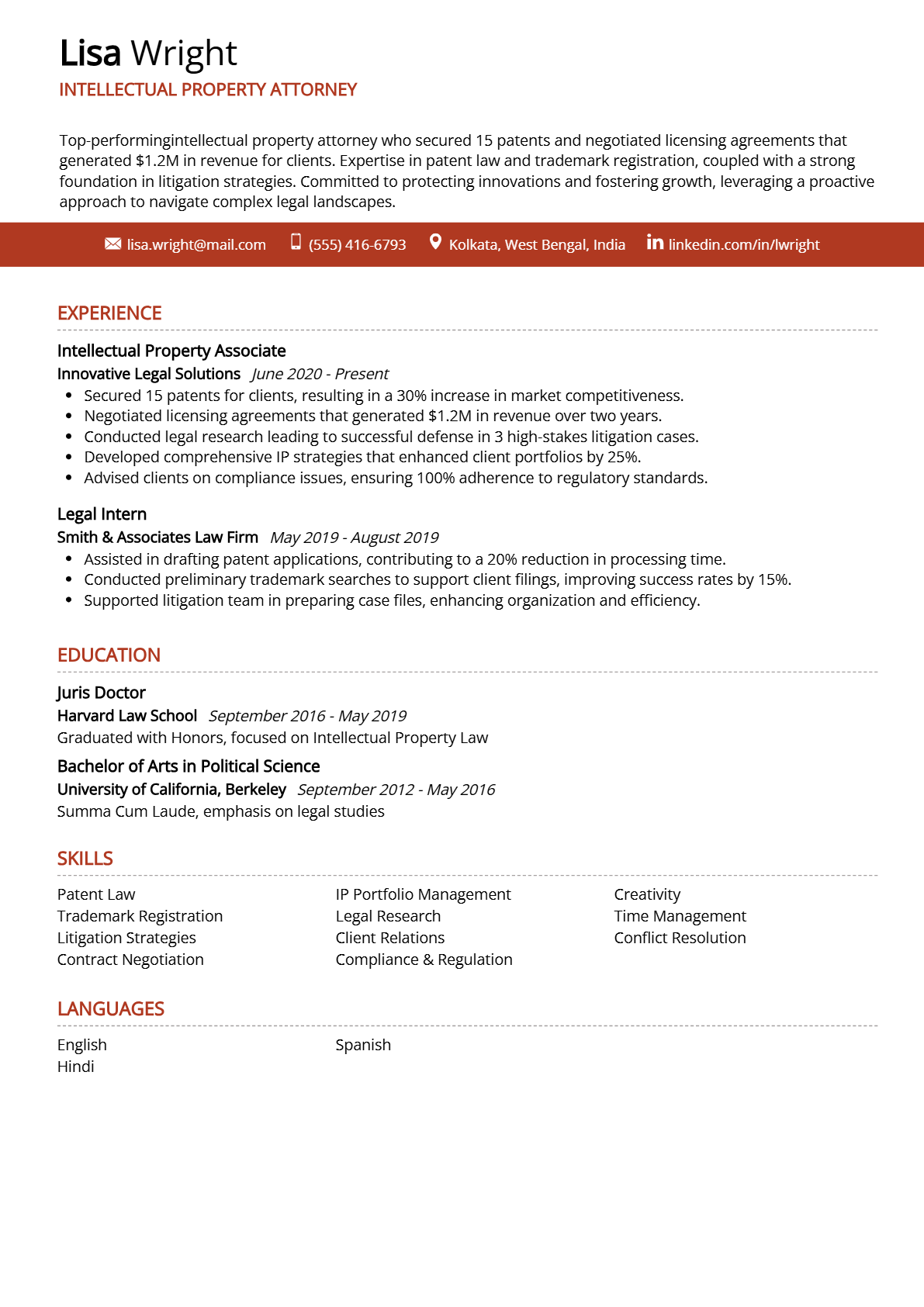 Intellectual Property Attorney Resume - Resume Sample