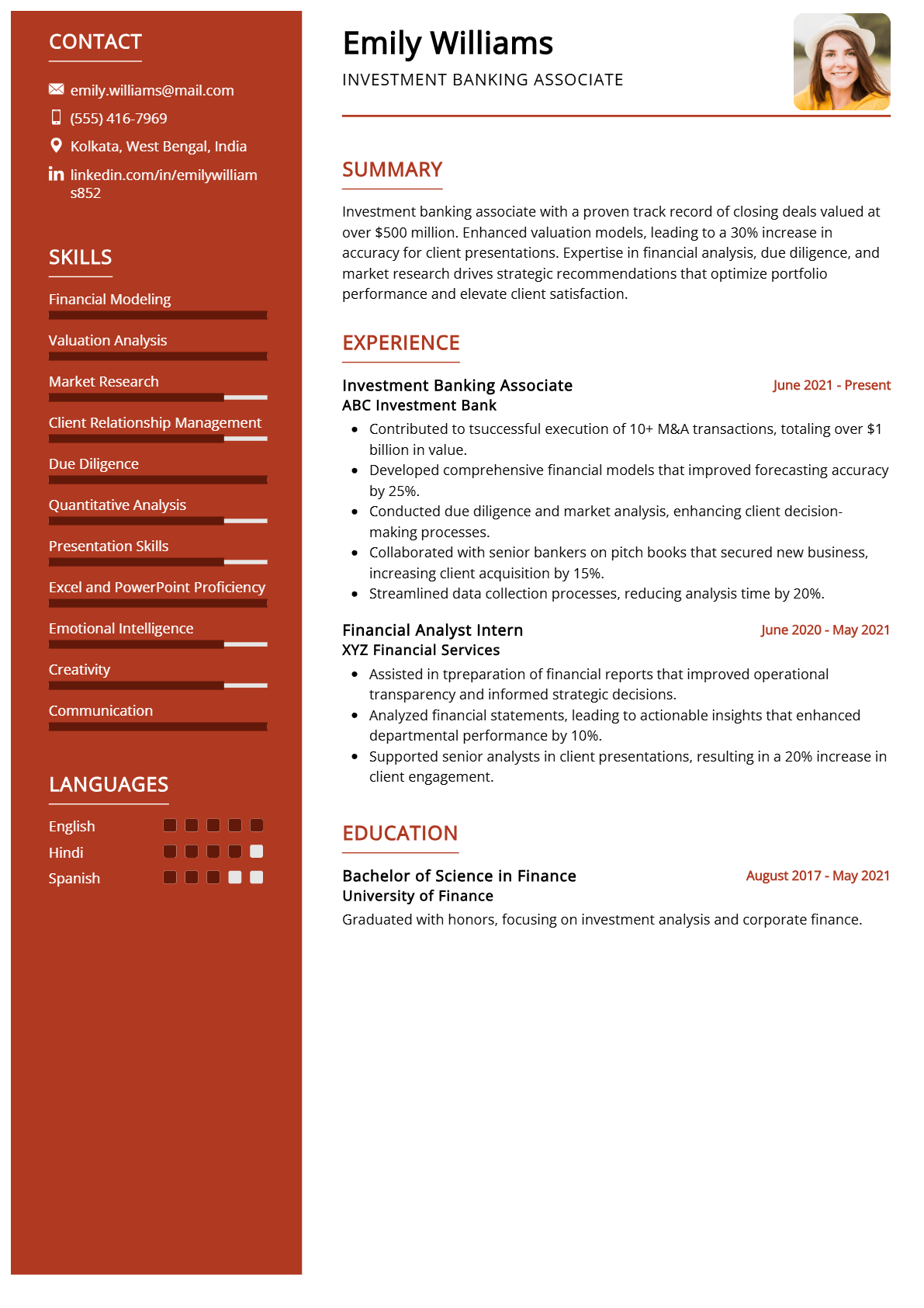 Investment Banking Associate Resume - Resume Sample