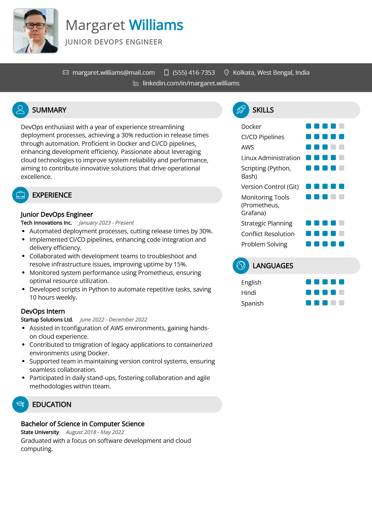 Junior DevOps Engineer Resume - Resume Sample