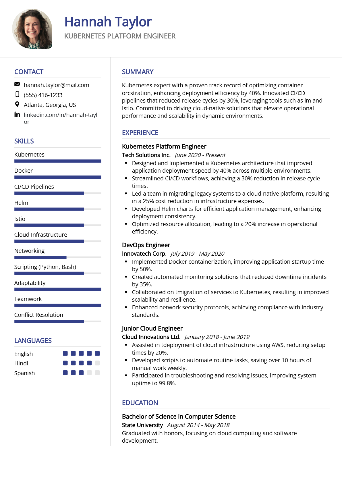 Kubernetes Platform Engineer Resume - Resume Sample