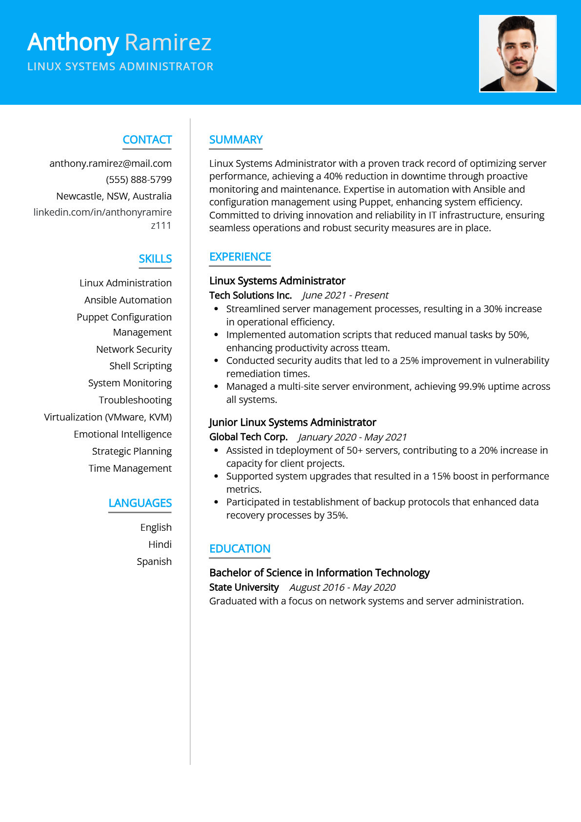 Linux Systems Administrator Resume - Resume Sample