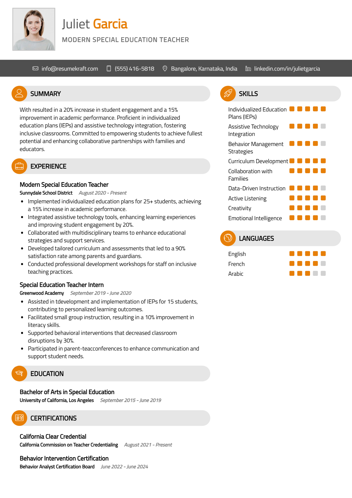 Modern Special Education Teacher Resume - Resume Sample