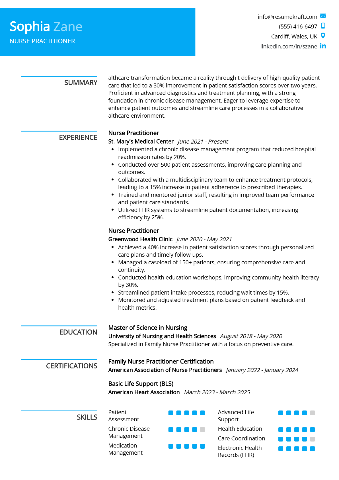 Nurse Practitioner Resume - Resume Sample