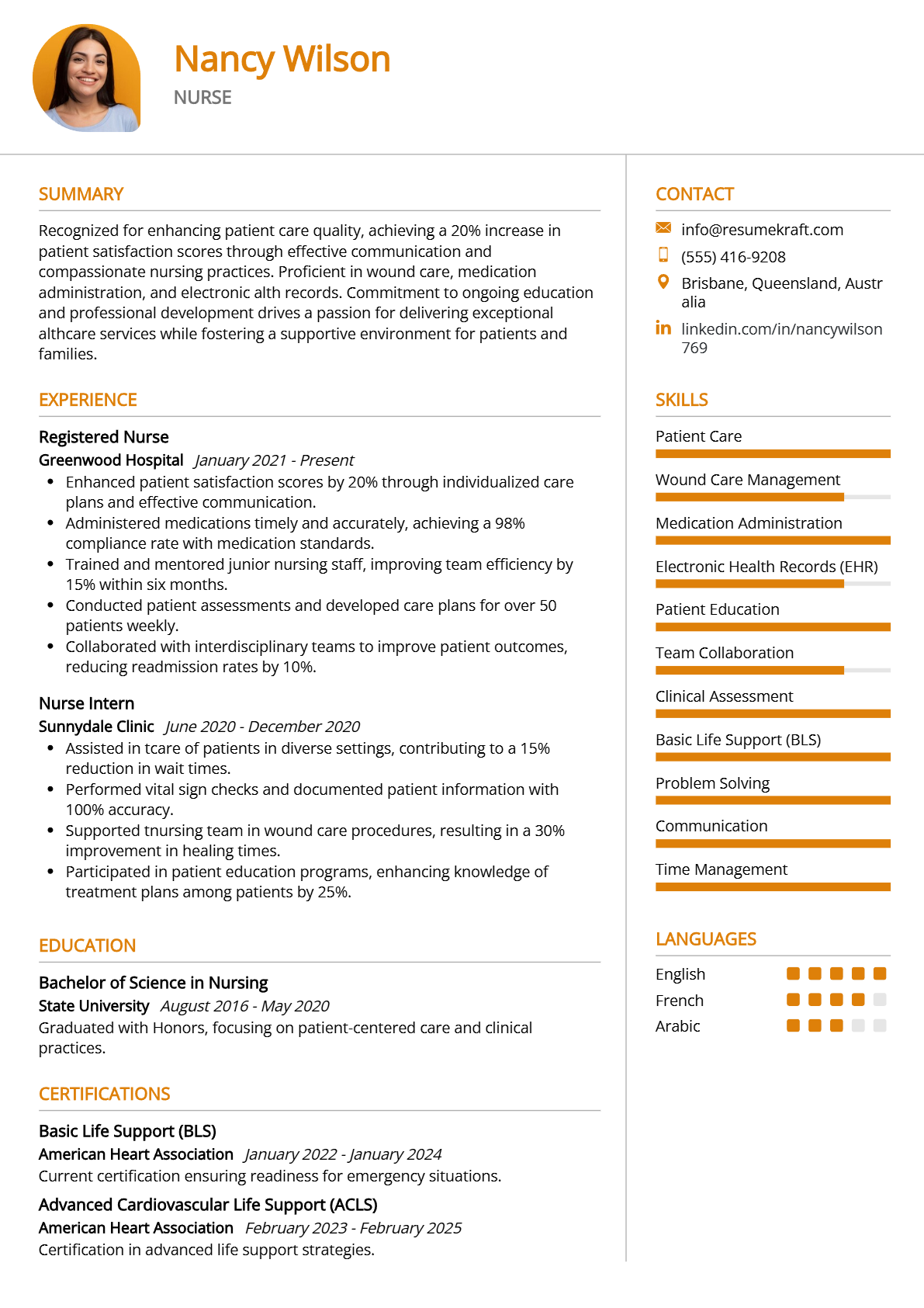 Nurse Resume - Resume Sample