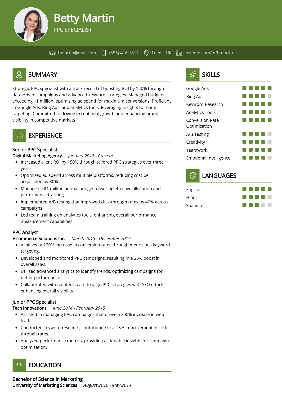 PPC Specialist Resume - Resume Sample