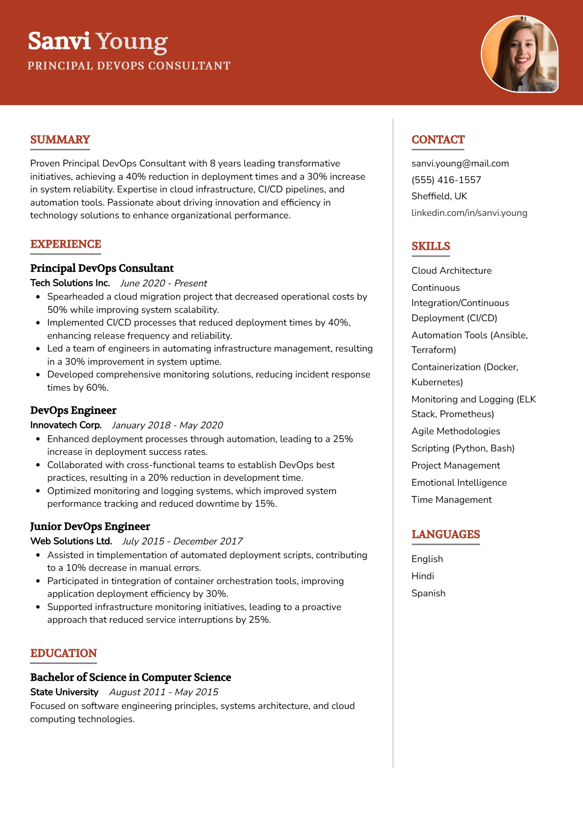 Principal DevOps Consultant Resume - Resume Sample