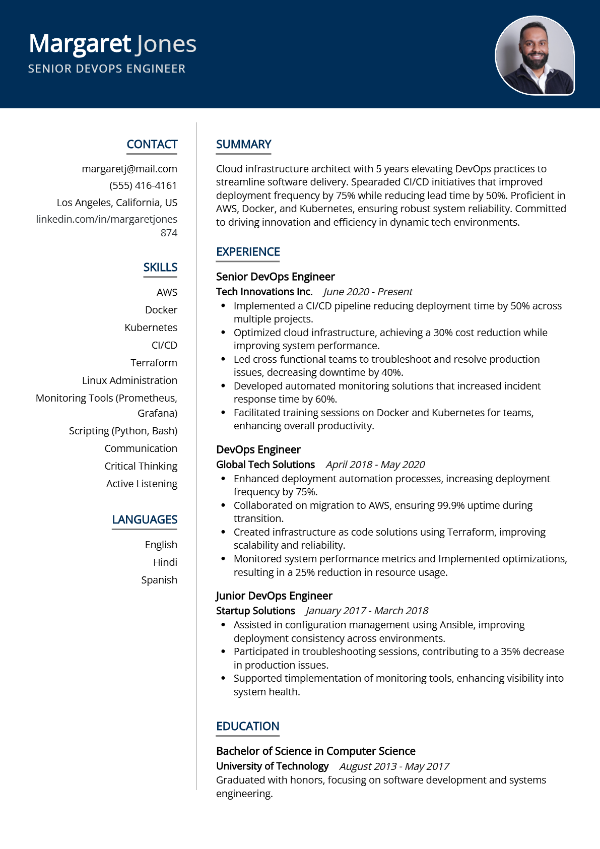 Senior DevOps Engineer Resume - Resume Sample