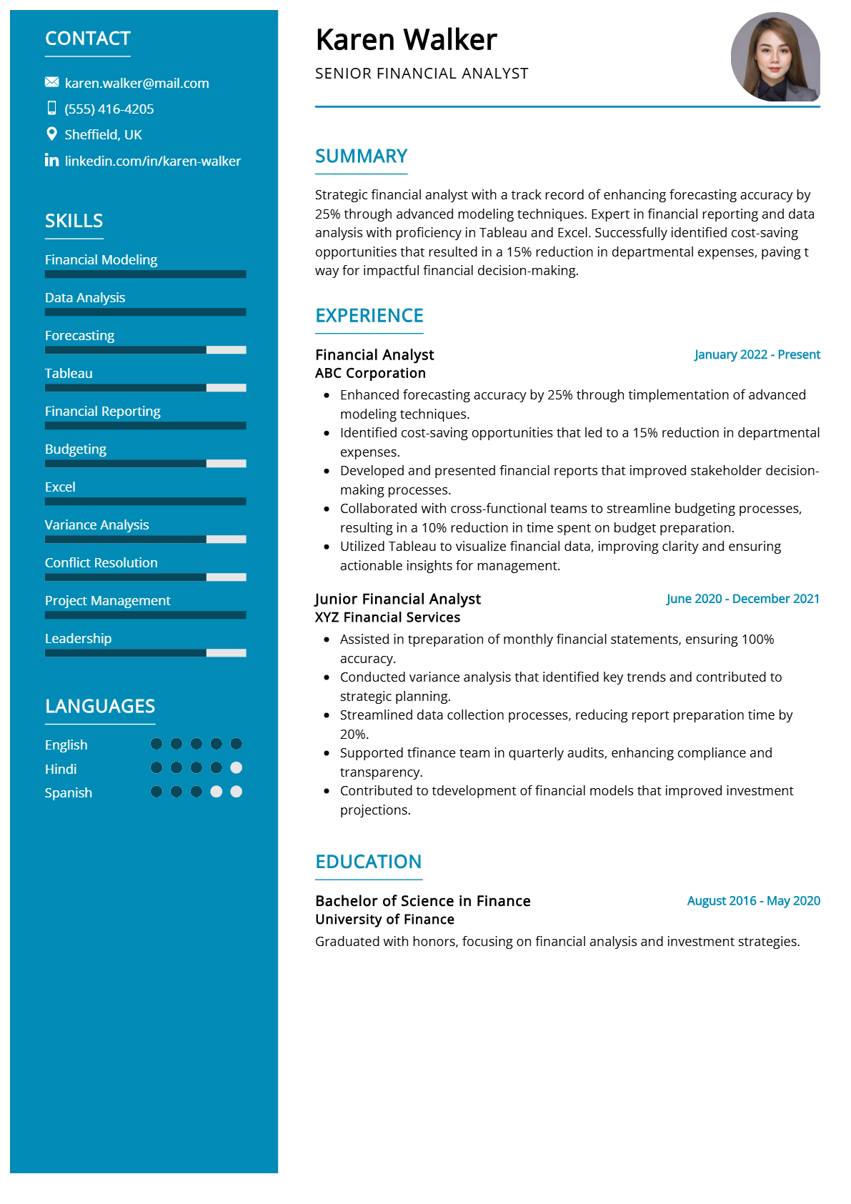 Senior Financial Analyst Resume - Resume Sample