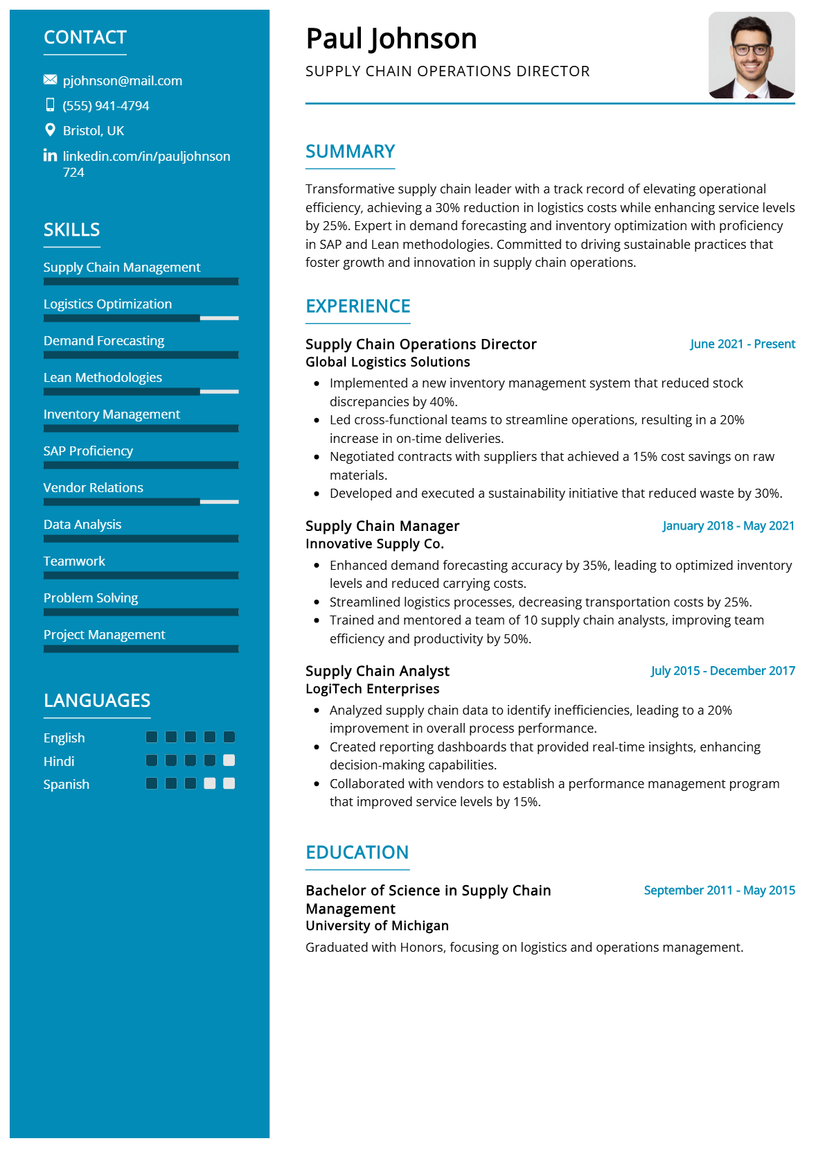 Supply Chain Operations Director Resume - Resume Sample