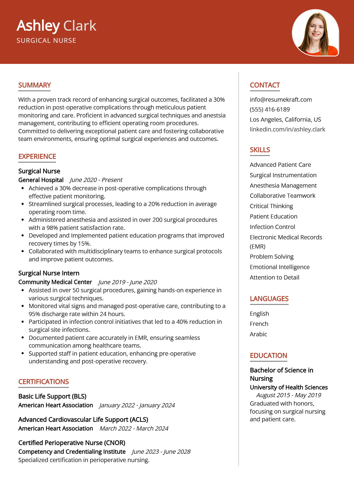 Surgical Nurse Resume - Resume Sample