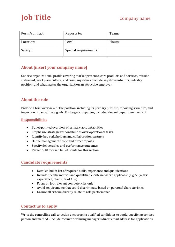 Professional-job-description-template