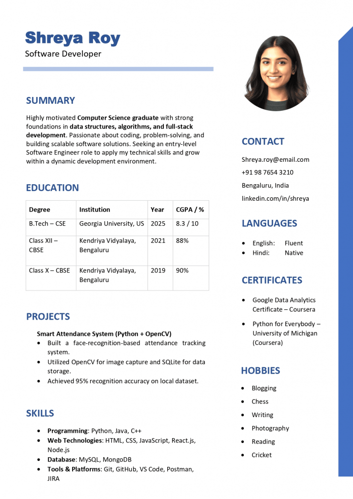 Printable Resume Template