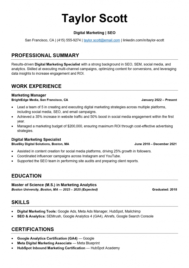 basic CV template